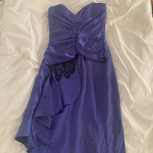 Vintage Deep Blue-Purple Satin Strapless Sweetheat Dress w/ Gorgeous Bead Detail